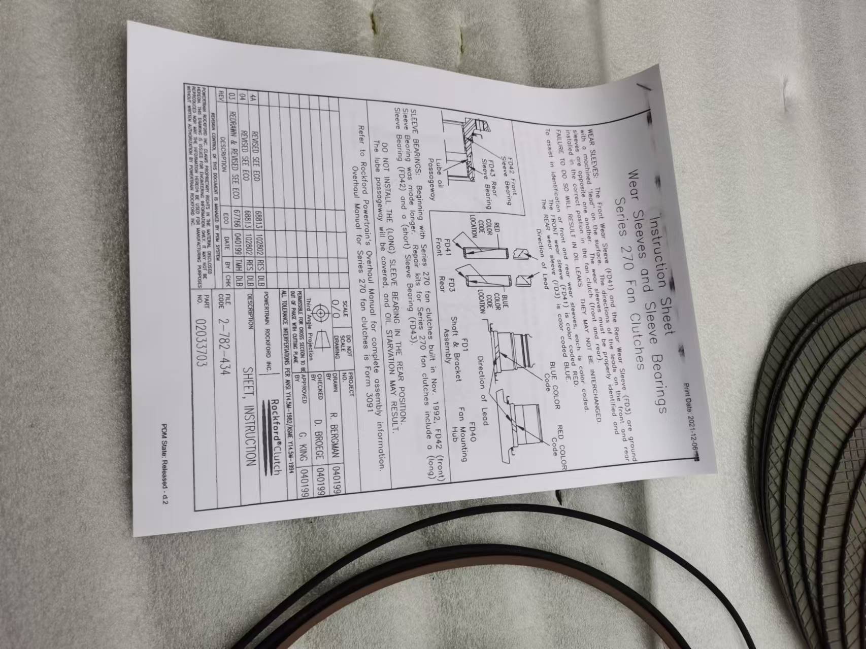 RCK3033592 RCK3037507 风扇离合器修理包，KIT FAN CLUTCH FOR CUMMINS QSK60 (CHONGQIGN GIDEON)