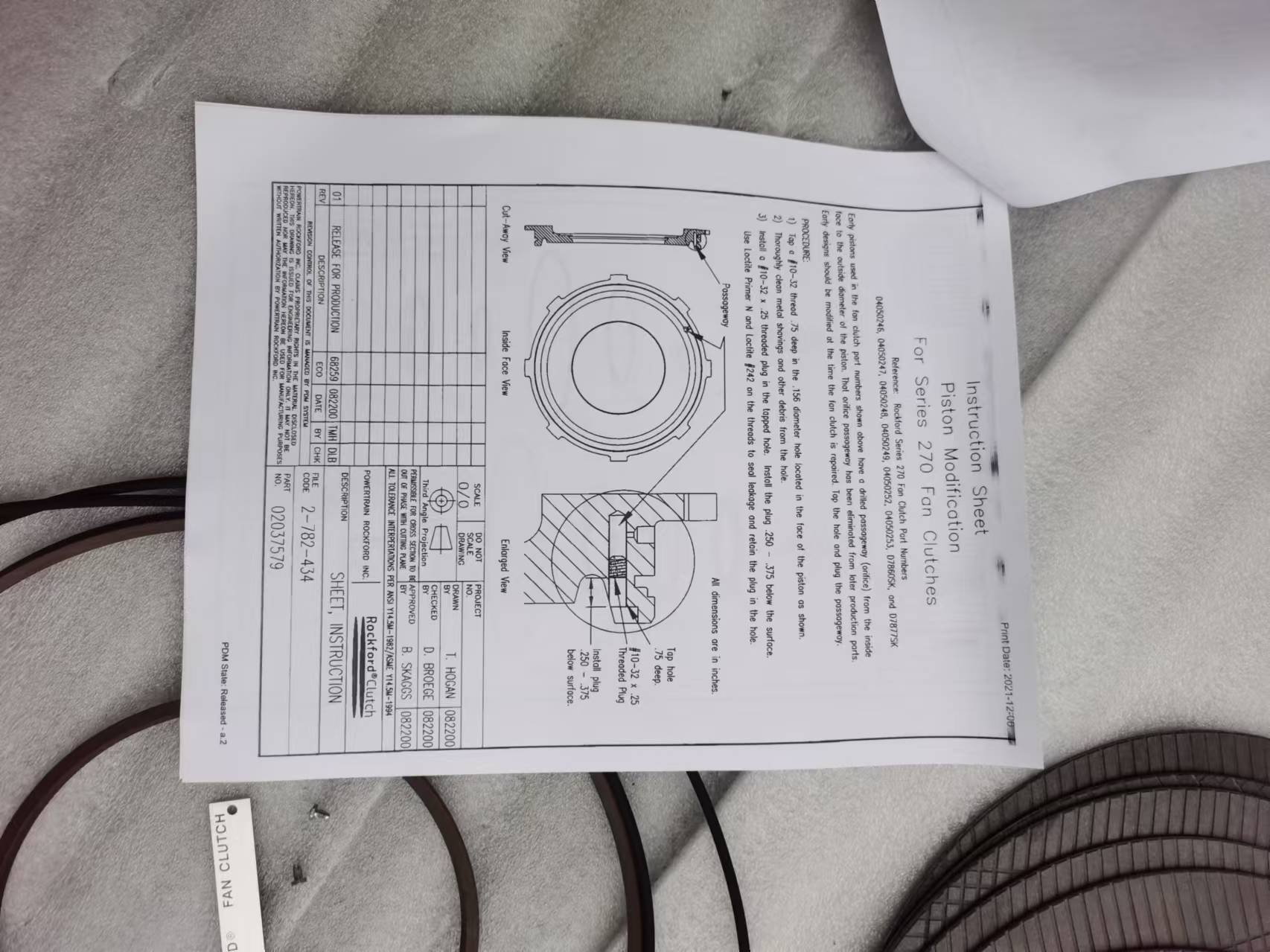 RCK3033592 RCK3037507 风扇离合器修理包，KIT FAN CLUTCH FOR CUMMINS QSK60 (CHONGQIGN GIDEON)